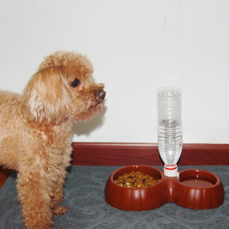 Pumpkin Shape Dog Cat Food Dish + Drinking Water Double Bowls with Automatic Water Dispenser, Size: S, Size: S Green, Size: S Magenta