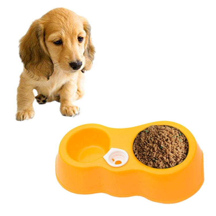 Dog Cat Food Dish + Drinking Water Double Bowls with Automatic Water Dispenser