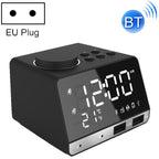 K11 Bluetooth Alarm Clock Speaker Creative Digital Music Clock Display Radio with Dual USB Interface, Support U Disk / TF Card / FM / AUX, EU Plug, EU Plug(Black), EU Plug(White) EU Plug(Black) Black
