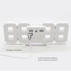 Multi-Function Large 3D LED Digital Wall Alarm Clock with Snooze Function, 12/24 Hours Display for Home, Kitchen, Office, DC 5V, CE Certificated, White Body Green Characters, White Body Blue Characters, White Body Red Characters                        ...