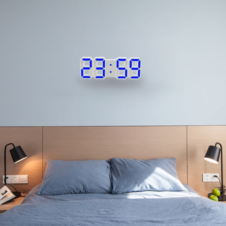 Multi-Function Large 3D LED Digital Wall Alarm Clock with Snooze Function, 12/24 Hours Display for Home, Kitchen, Office, DC 5V, CE Certificated, White Body Green Characters, White Body Blue Characters, White Body Red Characters... – Durable Build,... White Body Blue Characters Blue