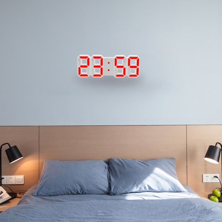 Multi-Function Large 3D LED Digital Wall Alarm Clock with Snooze Function, 12/24 Hours Display for Home, Kitchen, Office, DC 5V, CE Certificated, White Body Green Characters, White Body Blue Characters, White Body Red Characters... – Durable Build,... White Body Red Characters Red