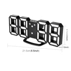 Multi-Function Large 3D LED Digital Wall Alarm Clock with Snooze Function, 12/24 Hours Display for Home, Kitchen, Office, DC 5V, CE Certificated, Black Body White Characters, Black Body Blue Characters