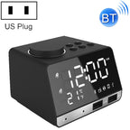 K11 Bluetooth Alarm Clock Speaker Creative Digital Music Clock Display Radio with Dual USB Interface, Support U Disk / TF Card / FM / AUX, US Plug, US Plug(Black), US Plug(White) – Bluetooth, TPU US Plug(Black) Black