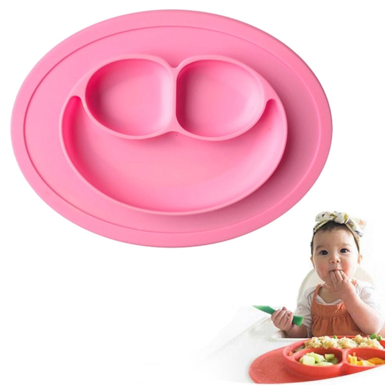 Smile Style One-piece Round Silicone Suction Placemat for Children, Built-in Plate and Bowl – Durable Build, Easy to Use Pink