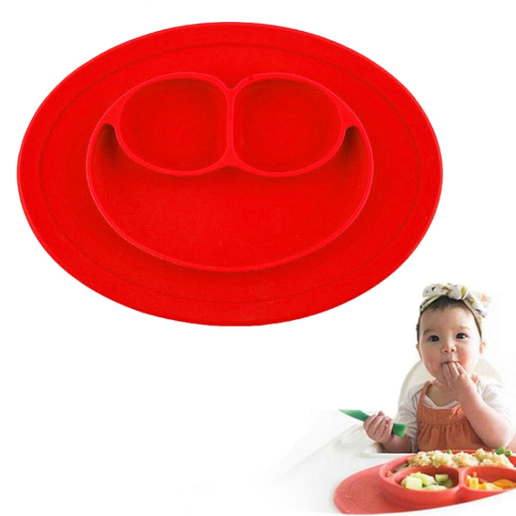 Smile Style One-piece Round Silicone Suction Placemat for Children, Built-in Plate and Bowl – Durable Build, Easy to Use Red