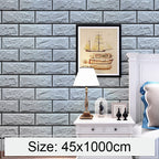 Silver Grey Brick Creative 3D Stone Brick Decoration Wallpaper Stickers Bedroom Living Room Wall Waterproof Wallpaper Roll, Size: 45 x 1000cm, 3D silver grey brick – Waterproof 3D silver grey brick