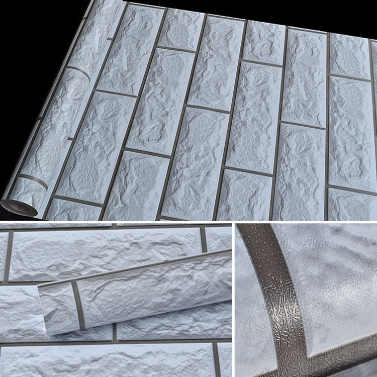 Silver Grey Brick Creative 3D Stone Brick Decoration Wallpaper Stickers Bedroom Living Room Wall Waterproof Wallpaper Roll, Size: 45 x 1000cm, 3D silver grey brick – Waterproof