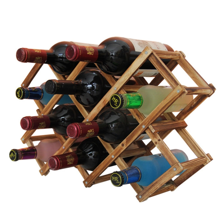 10 Bottles Racks Foldable Wine Stand Wooden Wine Holder Kitchen Bar Display Shelf, 10 Bottles – Durable Build, Easy to Use 10 Bottles Carbon Baking