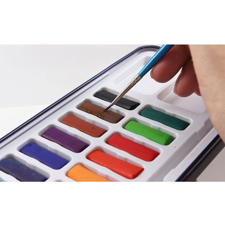12 Colours Portable Iron Box Solid Watercolour Paint Set with Brush