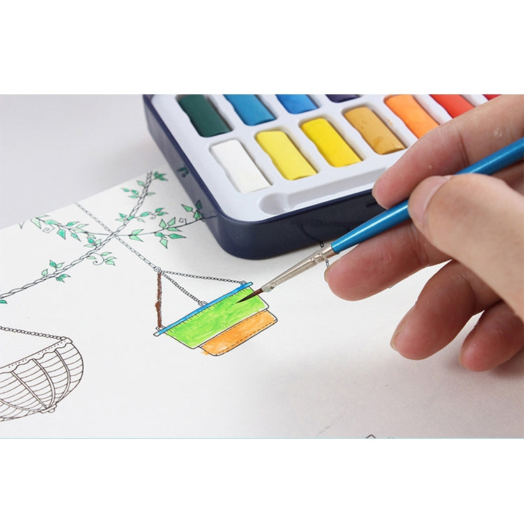 12 Colours Portable Iron Box Solid Watercolour Paint Set with Brush