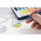 12 Colours Portable Iron Box Solid Watercolour Paint Set with Brush