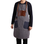 Retro Style Cotton Canvas Craftsman Work Aprons, Work Aprons(Grey), Work Aprons(Blue) Work Aprons(Grey) Grey