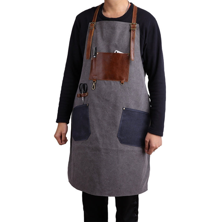 Retro Style Cotton Canvas Craftsman Work Aprons, Work Aprons(Grey), Work Aprons(Blue) Work Aprons(Grey) Grey