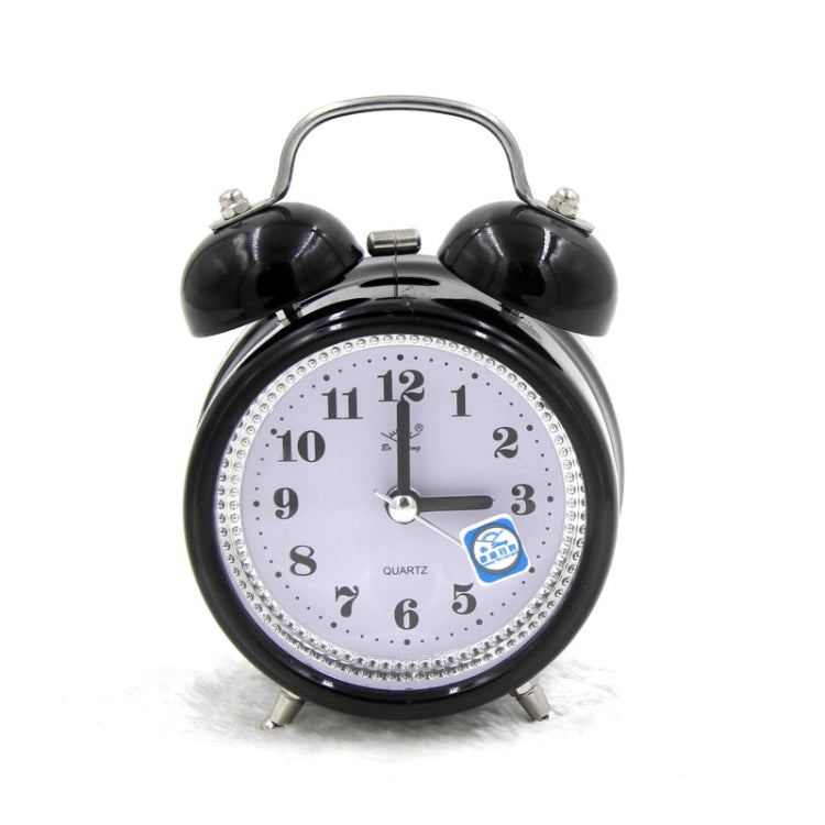 Fashion Mute Metal Alarm Clock with Night Light, Size: 12*8.5cm Black