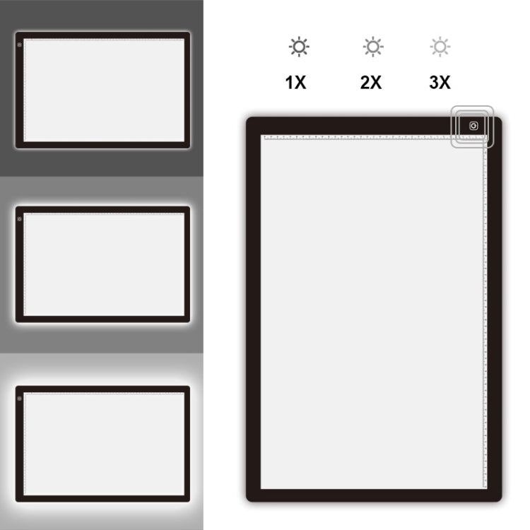 A4 Size LED Three Level of Brightness Dimmable Acrylic Copy Boards for Anime Sketch Drawing Sketchpad, with 1.5m USB Cable, A4 with 1.5m USB Cable & Power Adapter