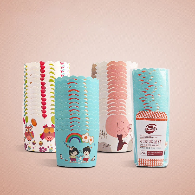 24pcs / Pack Round Lamination Cake Cup Muffin Cases Chocolate Cupcake Liner Baking Cup, Size: 7 x 6 x 5.5cm, Random Color Delivery, 6.8 x 5 x 3.9cm 6.8 x 5 x 3.9cm