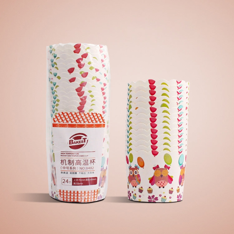 24pcs / Pack Round Lamination Cake Cup Muffin Cases Chocolate Cupcake Liner Baking Cup, Size: 7 x 6 x 5.5cm, Random Color Delivery, 6.8 x 5 x 3.9cm