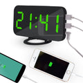 Multifunction Creative Mirror Reflective LED Display Alarm Clock with Snooze Function & 2 USB Charge Port Green