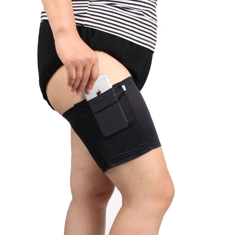 Women Solid Color Silicone Antiskid Non-slip Thigh Sock Anti Chafing Elastic Bands with Card Mobile Phone Bag, Size: 60-68cm, Size: 60-68cm – Non-slip Size: 60-68cm Black