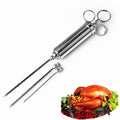 60ml Stainless Steel Syringe Dual Needles Condiment Turkey Meat Injector Cooking Tools, Stainless Steel Marinade Injector Stainless Steel Marinade Injector