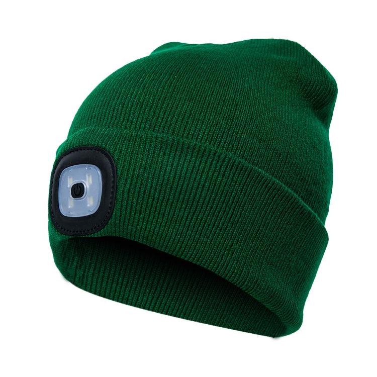 Unisex Warm Winter Polyacrylonitrile Knit Hat Adult Head Cap with 4 LED Lights, USB Type
