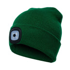 Unisex Warm Winter Polyacrylonitrile Knit Hat Adult Head Cap with 4 LED Lights, USB Type