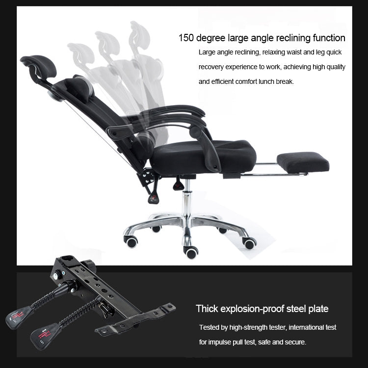RC-10-1 Computer Chair Office Chair Home Esports Net Cloth Lifted Rotated Footrest Reclining Chair with Steel Feet, With Steel Feet/Footrest – Durable Build, Easy to Use