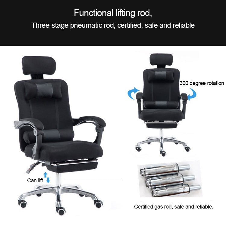RC-10-1 Computer Chair Office Chair Home Esports Net Cloth Lifted Rotated Footrest Reclining Chair with Steel Feet, With Steel Feet/Footrest – Durable Build, Easy to Use