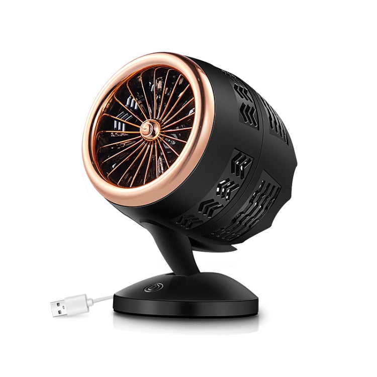 Portable Adjustable Mini USB Charging Air Convection Cycle Desktop Electric Fan Air Cooler, Support 2 Speed Control – Touch Control Black Gold