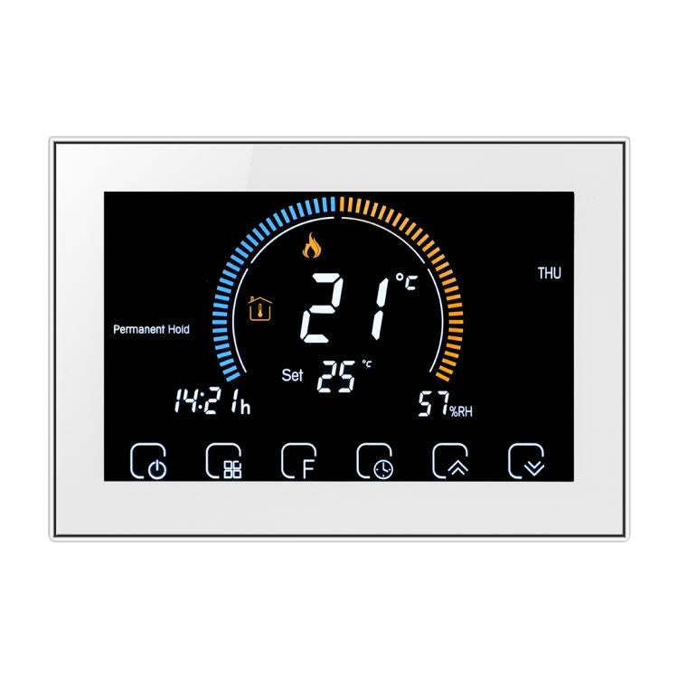 BHT-8000-GA Control Water Heating Energy-saving and Environmentally-friendly Smart Home Negative Display LCD Screen Round Room Thermostat without WiFi, without WiFi – Durable Build, Easy to Use without WiFi White