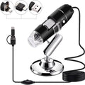 1600X Magnifier HD Image Sensor 3 in 1 USB Digital Microscope with 8 LED & Professional Stand Black