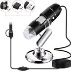 1600X Magnifier HD Image Sensor 3 in 1 USB Digital Microscope with 8 LED & Professional Stand Black