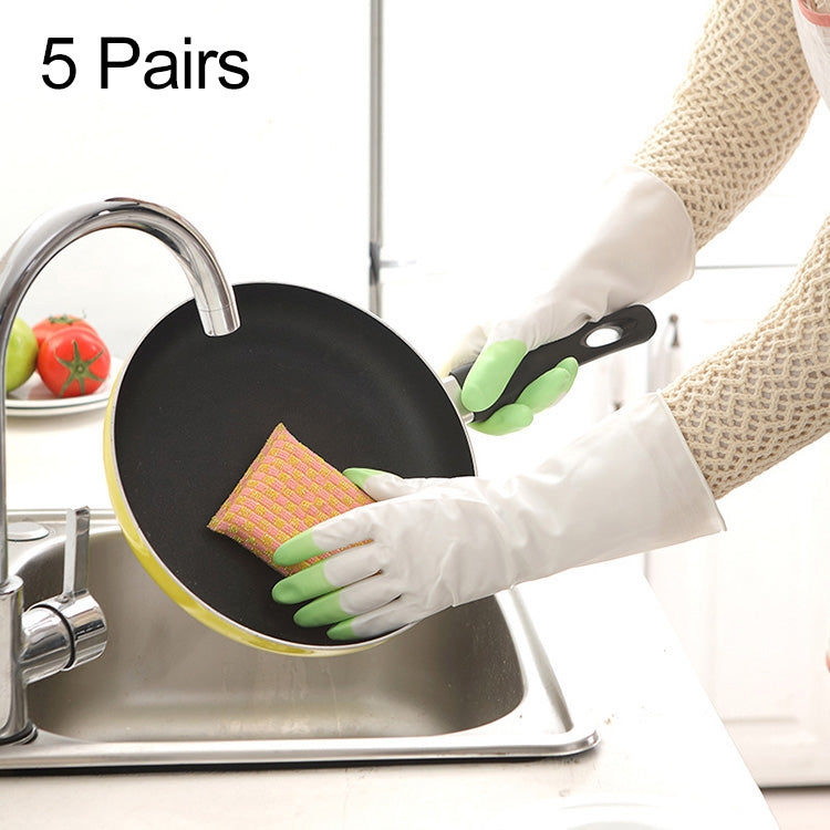 5 Pairs Sale Shark Housework Cleaning PVC Latex Gloves Waterproof Thicken Laundry Washing Gloves Green