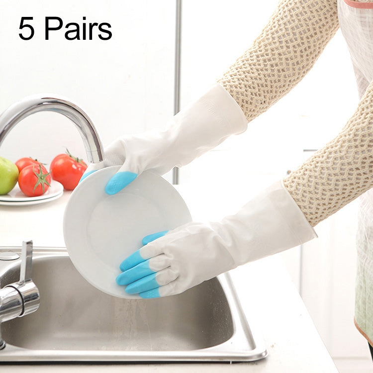 5 Pairs Sale Shark Housework Cleaning PVC Latex Gloves Waterproof Thicken Laundry Washing Gloves – Waterproof Blue
