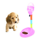 Pet Supplies Pet Dog Cat 2 in 1 Automatic Feeding & Watering Vertical Adjustable Rod Pet Water Food Feeder,Capacity: 600ML Pink