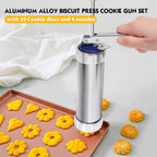 Multifunctional Household Cookie Biscuit Machine Tool Mold Decorating Mounted DIY Baking with 20 Moulds & 4 Nozzles, Multi-function silver