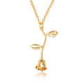 Valentines Day Gift Rose Flower Pendant Jewelry Chain Necklace, Chain Length: 45cm Gold