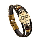 2 PCS Couple Lovers Jewelry Leather Braided Constellation Detail Hand Chain Bracelet, Size: 21*1.2cm, HC3505A, HC3505B, HC3505C, HC3505D, HC3505E, HC3505F, HC3505G, HC3505H, HC3505J, HC3505K, HC3505L, HC3505M