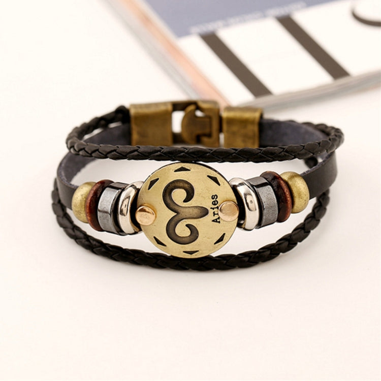 2 PCS Couple Lovers Jewelry Leather Braided Constellation Detail Hand Chain Bracelet, Size: 21*1.2cm, HC3505A, HC3505B, HC3505C, HC3505D, HC3505E, HC3505F, HC3505G, HC3505H, HC3505J, HC3505K, HC3505L, HC3505M