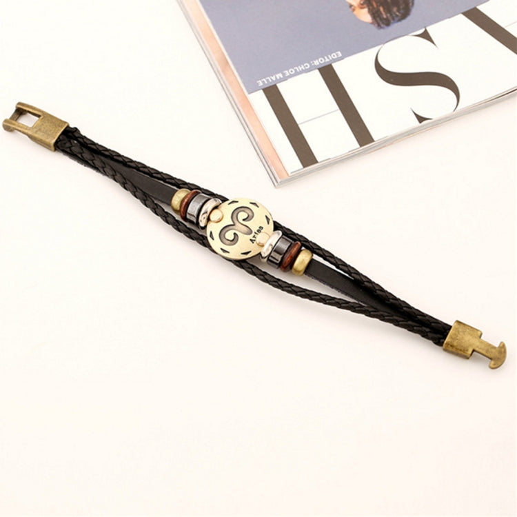 2 PCS Couple Lovers Jewelry Leather Braided Constellation Detail Hand Chain Bracelet, Size: 21*1.2cm, HC3505A, HC3505B, HC3505C, HC3505D, HC3505E, HC3505F, HC3505G, HC3505H, HC3505J, HC3505K, HC3505L, HC3505M