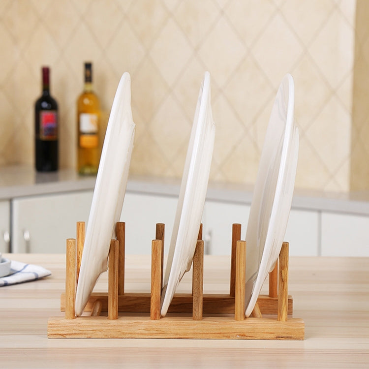 Solid Wood Dish Drip Rack Plate Holder, Size: 25.5x12x10cm, 5 Grid 5 Grid