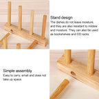 Solid Wood Dish Drip Rack Plate Holder, Size: 30x12x10cm, 6 Grid