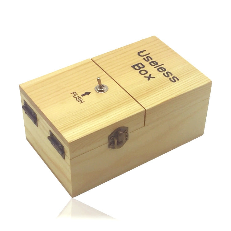 Creative Funny Present Useless Box Novel Wooden Anti-stress Toy(Dark Wood), Useless Box Useless Box Light Wood