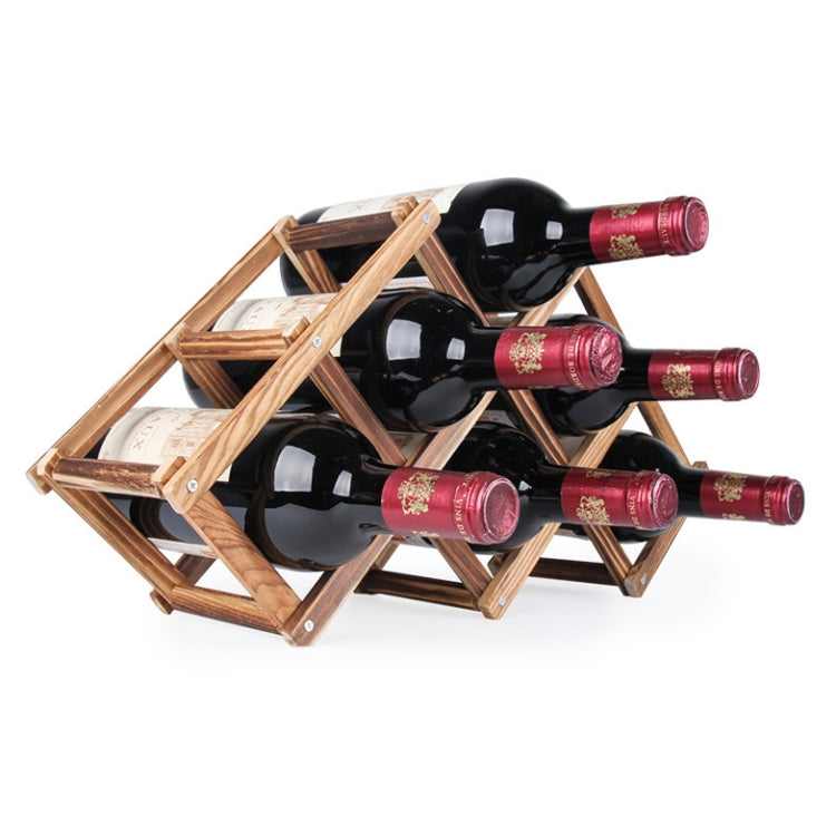 6 Bottles Racks Foldable Wine Stand Wooden Wine Holder Kitchen Bar Display Shelf, 6 Bottles 6 Bottles Carbon Baking