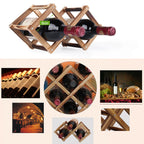 6 Bottles Racks Foldable Wine Stand Wooden Wine Holder Kitchen Bar Display Shelf, 6 Bottles