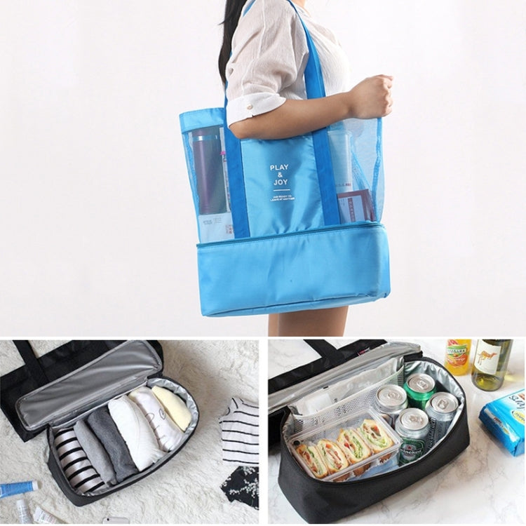 Portable Double Layer Mesh Sport Duffel Beach Picnic Shoulder Storage Bag Handbag, Double Layer Handbag(Green), Double Layer Handbag(Blue) – Durable Build, Easy to Use Double Layer Handbag(Blue) Blue