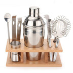9 in 1 Stainless Steel Cocktail Shaker Tools Set with Wooden Mount, Capacity: 350ml, 350ml 350ml