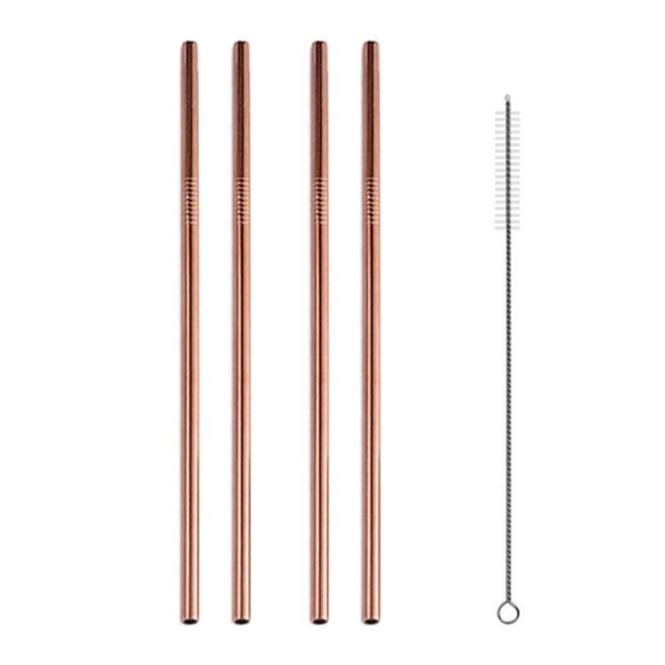 5pcs Reusable Stainless Steel Straight Drinking Straw + Cleaner Brush Set Kit, 215*6mm, 215*6mm (Straight)