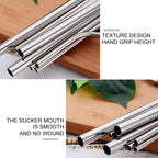 5pcs Reusable Stainless Steel Bent Drinking Straw + Cleaner Brush Set Kit, 215*8mm, 215*8mm (Bent)